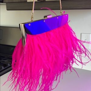 BCBG Maxazria ostrich feather clutch